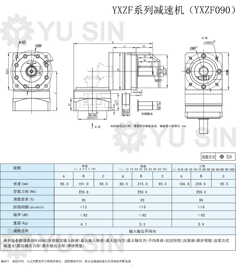 星空综合YXZF90精密行星伺服减速机尺寸图